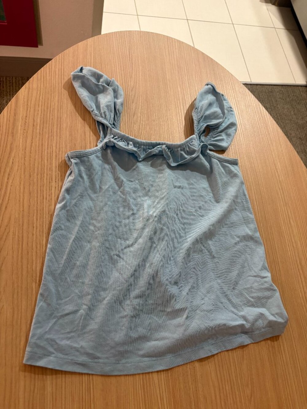 Janie and Jack Ruffle Tank Top 12 Light Blue 100% Cotton Sleeveless Pastel